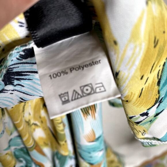 SHEIN Dolman Sleeve Floral Print Mini Swing Dress Large Spring Tropical Yellow - Picture 10 of 11